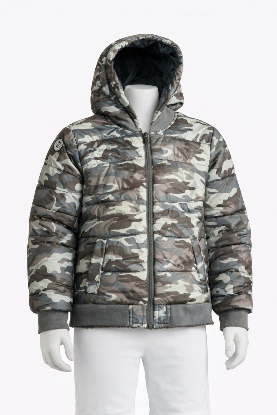 Justice Packable Puffer Jacket Girls Size 14/16 Camo Hooded Coat